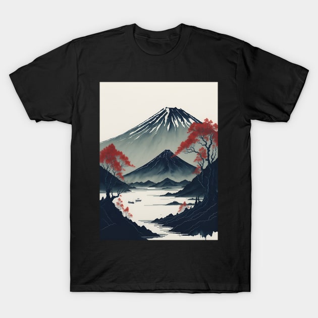 Serene Mount Fuji Sunset - Peaceful River Scenery T-Shirt by star trek fanart and more
